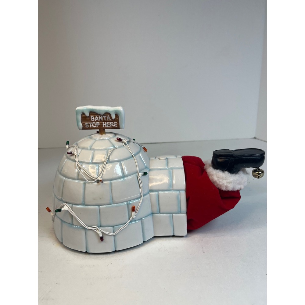 Gemmy Animated Santa Stuck in Igloo Christmas Decor Jingle Bells Kicking Legs